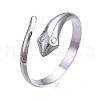 Non-Tarnish 304 Stainless Steel Snake Wrap Open Cuff Ring for Women RJEW-T023-76P-3