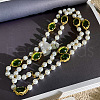 Alloy & Imitation Pearl & Oval Lampwork Beaded Long Necklaces for Women FS-WG23C77-01-3