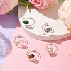 Teardrop Synthetic & Natural Mixed Gemstone Open Cuff Rings RJEW-JR00688-2