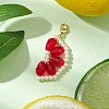 Orange Glass Pearl & Glass Beads Pendant Decorations HJEW-TA00336-02-1
