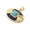 Brass Pave Synthetic Turquoise Pendants X-KK-U047-20G-01-2