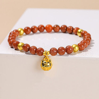 Synthetic Goldstone Beads Charm Bracelets WG92C20-02-1