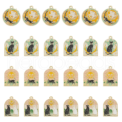 HOBBIESAY 24Pcs 4 Styles Alloy Enamel Pendants ENAM-HY0001-42-1