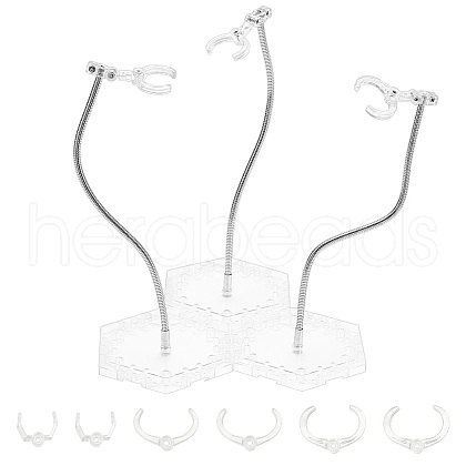 Plastic Minifigures Display Stands with Adjustable Snake Bone Bracket ODIS-WH0070-75B-1