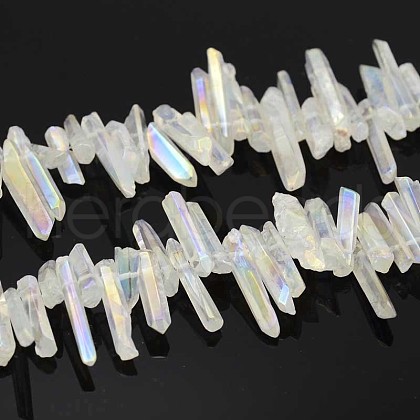 Natural Electroplated Quartz Crystal Beads Strands G-F212-01-1