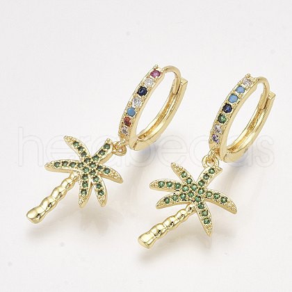 Brass Cubic Zirconia Hoop Earrings EJEW-S201-168-1
