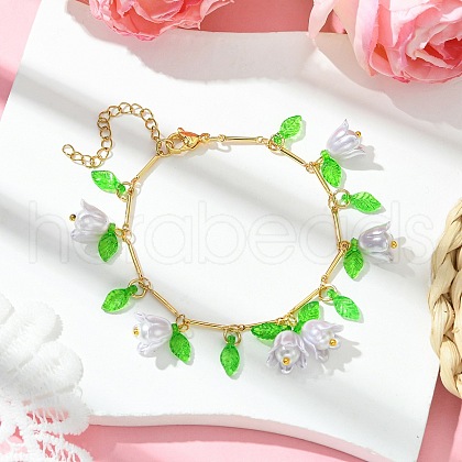 Brass Bar Link Chains Charm Bracelets BJEW-JB11523-01-1