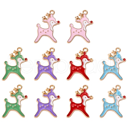 10Pcs 5 Colors Alloy Enamel Pendants ENAM-YW0002-08-1