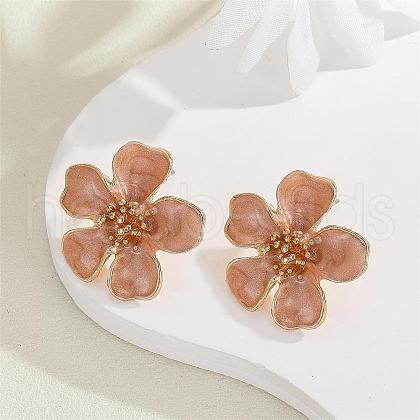 Flower Alloy Enamel Stud Earrings EJEW-P310-01G-03-1
