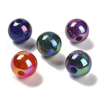 UV Plating Opaque Rainbow Iridescent Acrylic Beads SACR-R001-15A-1