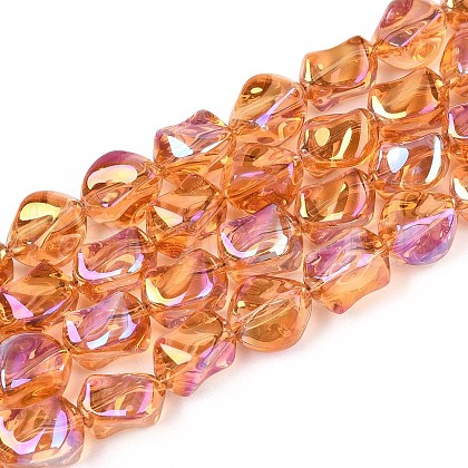 Electroplate Transparent Glass Beads Strands EGLA-N017-01C-1
