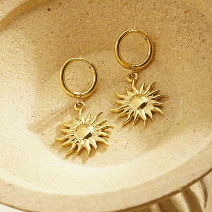 Stainless Steel Sun Dangle Earrings for Women SM2250-1-1