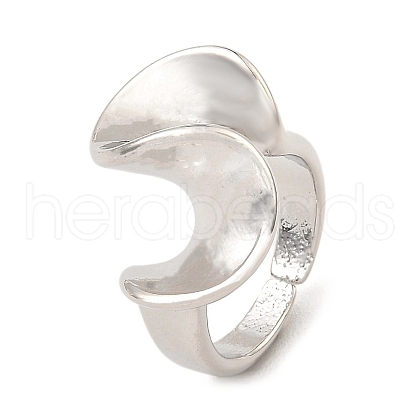 Twist Wave Rack Plating Brass Open Cuff Rings for Women RJEW-G294-07P-1