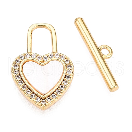 Brass Micro Pave Clear Cubic Zirconia Toggle Clasps KK-N254-146G-1