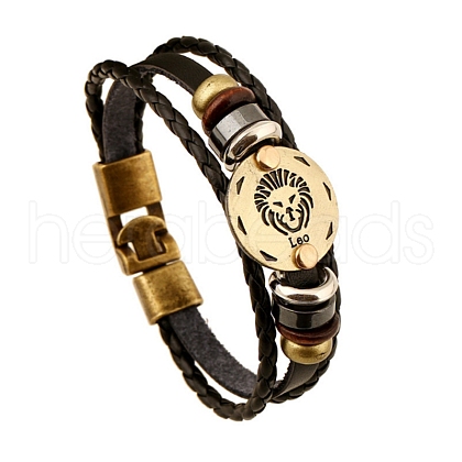 Braided Cowhide Cord Multi-Strand Bracelets PW-WG49322-02-1
