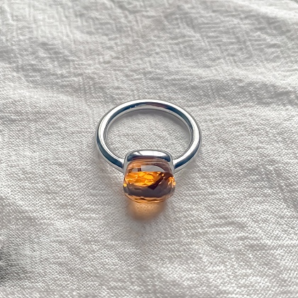 Square 304 Stainless Steel with Glass Finger Rings FS-WG8AAFA-28-1
