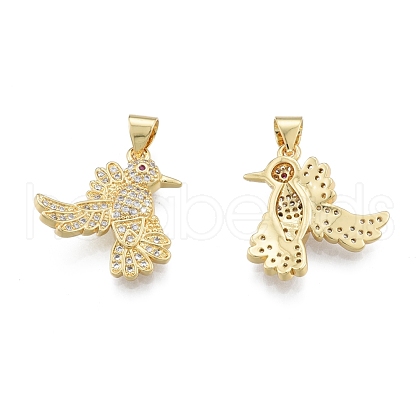 Brass Micro Pave Clear Cubic Zirconia Pendants KK-G431-22G-1