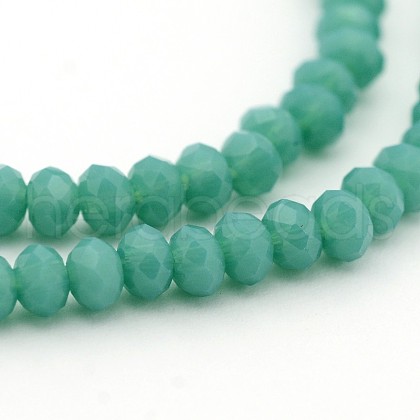 Opaque Solid Color Crystal Glass Rondelle Beads Strands X-EGLA-F049A-03-1