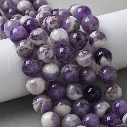 Round Natural Chevron Amethyst Bead Strands G-S380-01C-1