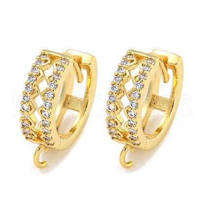Rack Plating Brass Micro Pave Cubic Zirconia Hoop Earring Findings EJEW-C102-21A-G-1