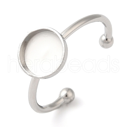 Non-Tarnish 304 Stainless Steel Open Cuff Ring Components STAS-I306-05B-P-1