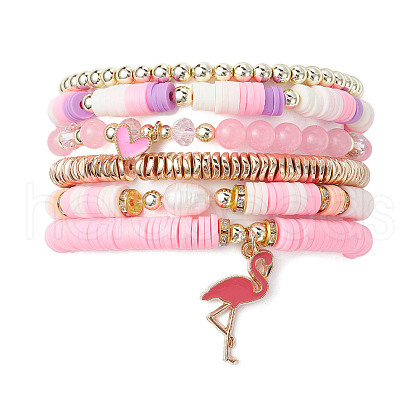 6Pcs 6 Style Natural Malaysia Jade & Pearl & Synthetic Hematite Beaded Stretch Bracelets Set BJEW-JB09734-1