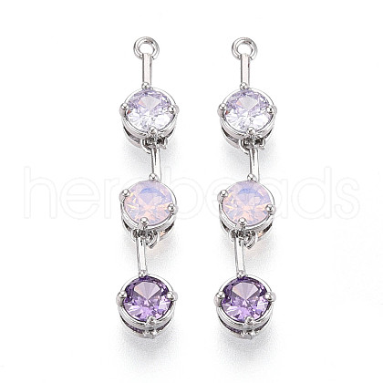 Brass Micro Pave Clear Cubic Zirconia Pendants KK-N267-01A-P-1