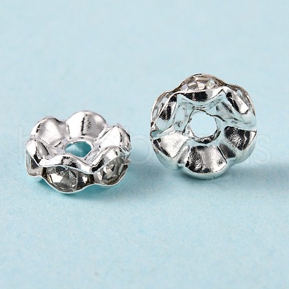 Brass Crystal Rhinestone Spacer Beads X-RB-A006-8MM-S-1