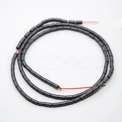 Matte Grade A Non-magnetic Synthetic Hematite Column Beads Strands G-O004-07-1