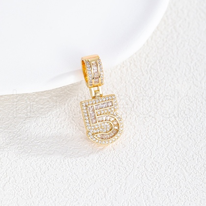 Brass Clear Cubic Zirconia European Dangle Charms KK-R003-01G-05-1