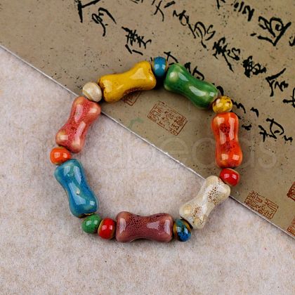 Handmade Porcelain Beaded Stretch Bracelets for Women FS-WG726AB-08-1