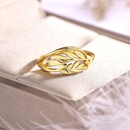Fashionable S925 Sterling Silver Leaf Ring for Women BI1631-2-1