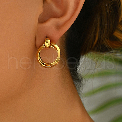 Stylish Geometric Stainless Steel Two-layer Stud Earrings RQ1925-2-1