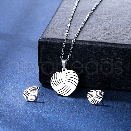 304 Stainless Steel Pendant Necklace & Stud Earring FS-WGC30A7-05-1