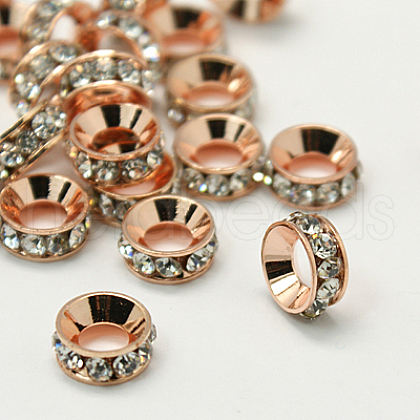 Brass Rhinestone Spacer Beads RB-A020-9mm-01RG-1