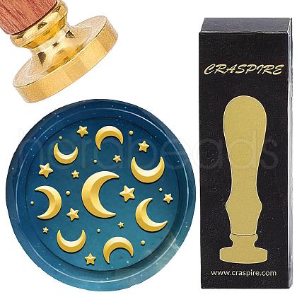 Brass Wax Seal Stamp with Wood Handle AJEW-WH0412-0279-1