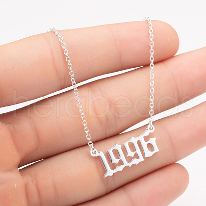 1996 Birth Year Number 201 Stainless Steel Pendant Cable Chain Necklaces FS-WGB5F08-21-1