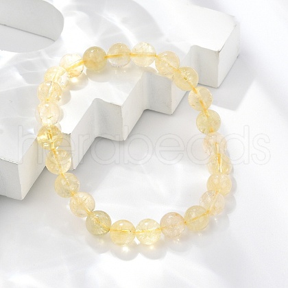 Natural Citrine Beaded Stretch Bracelets BJEW-I253-8mm-21-1