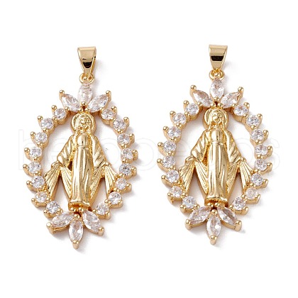Brass Micro Pave Clear Cubic Zirconia Pendants ZIRC-M116-22G-1