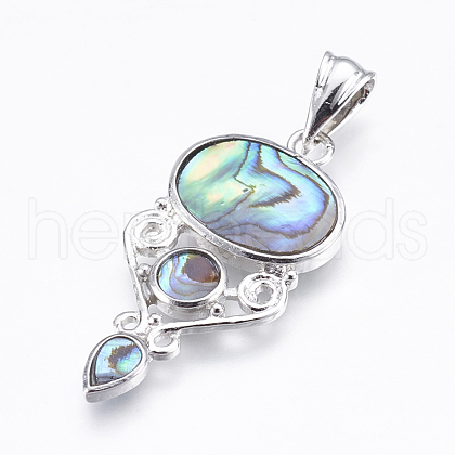Abalone Shell/Paua Shell Pendants SSHEL-P014-18-1