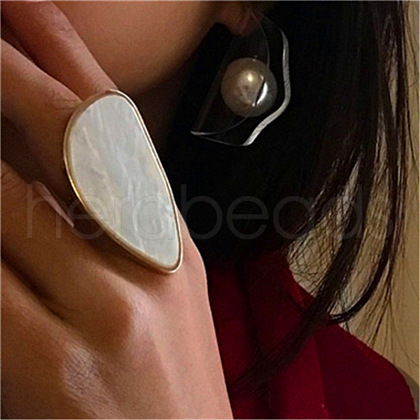 Alloy & Resin Adjustable Cuff Rings for Women FS-WG8A526-02-1