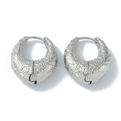Texture Rings Brass Hoop Earrings for Women EJEW-H006-06C-P-1