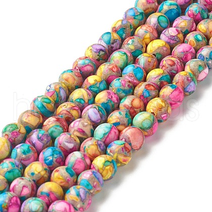 Assembled Natural & Dyed Magnesite Beads Strands G-L575-02L-B-1