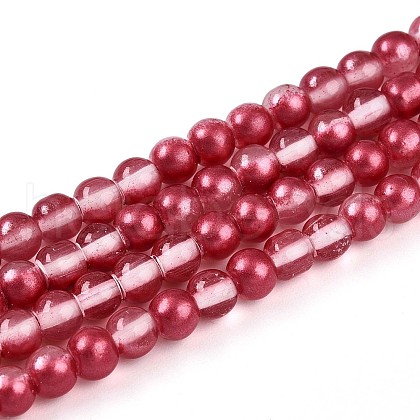Baking Painted Transparent Glass Beads Strands DGLA-N011-4mm-06-1