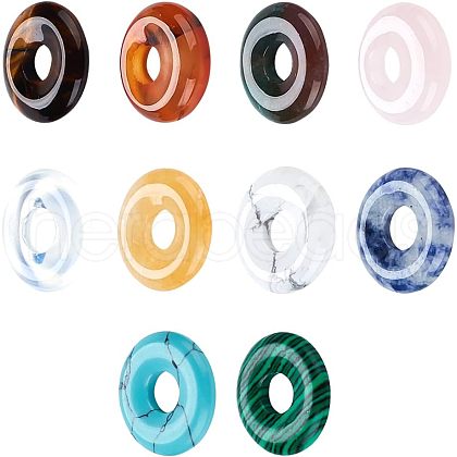  10Pcs 10 Styles Natural & Synthetic Gemstone Pendants G-NB0003-91-1