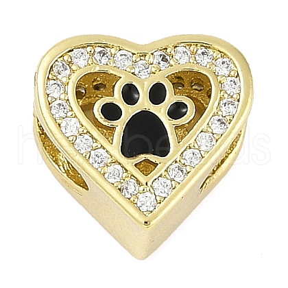 Rack Plating Brass Micro Pave Cubic Zirconia European Beads KK-P287-43G-02-1