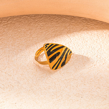 Triangle Leopard Print 304 Stainless Steel Finger Rings FS-WGB4C4F-03-1