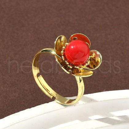Brass Adjustable Finger Rings for Women RJEW-K295-02G-1