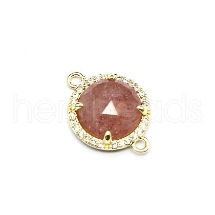 Natural Strawberry Quartz Connector Charms PW-WGD2653-03-1