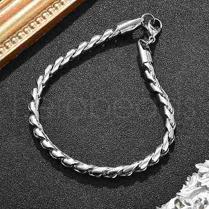 304 Stainless Steel Rope Chain Bracelets for Men Women BJEW-Q038-04P-1